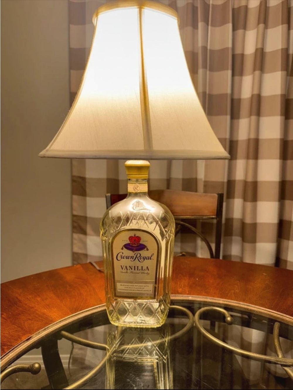 Vanilla Bottle Lamp - Cream/Gold Accent